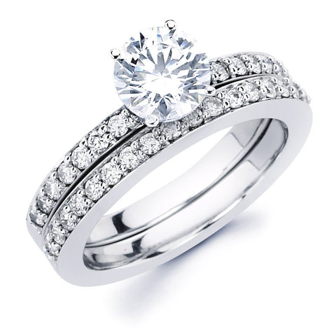 Dvora - Classic Pavé Single Row Bridal Ring Set