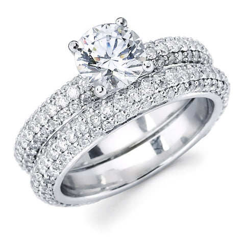 Halle - Triple Row Pavé Bridal Ring Set