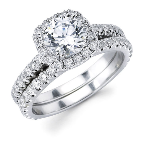 Lyla - Pillow Shape Halo Pavé Bridal Ring Set