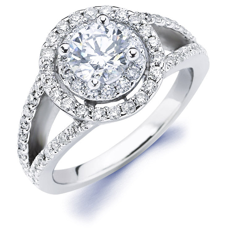 1.85 ctw Two Tone (Rose/White) Double Halo Diamond Ring – Chimera Design