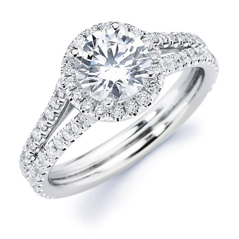 Lydia - Split Shank Round Halo Engagement Ring