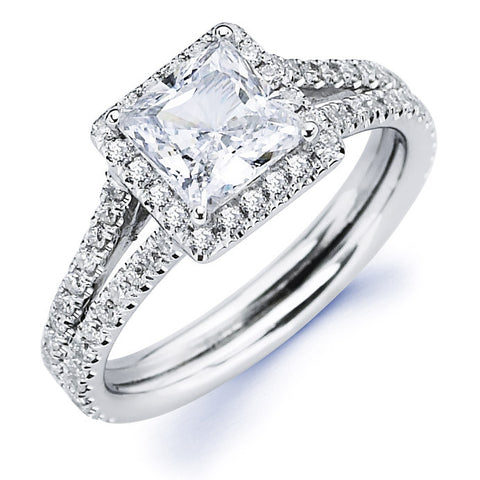 Annabel - Split Shank Princess Halo Engagement Ring