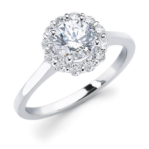 Lily - Flower Round Halo Engagement Ring