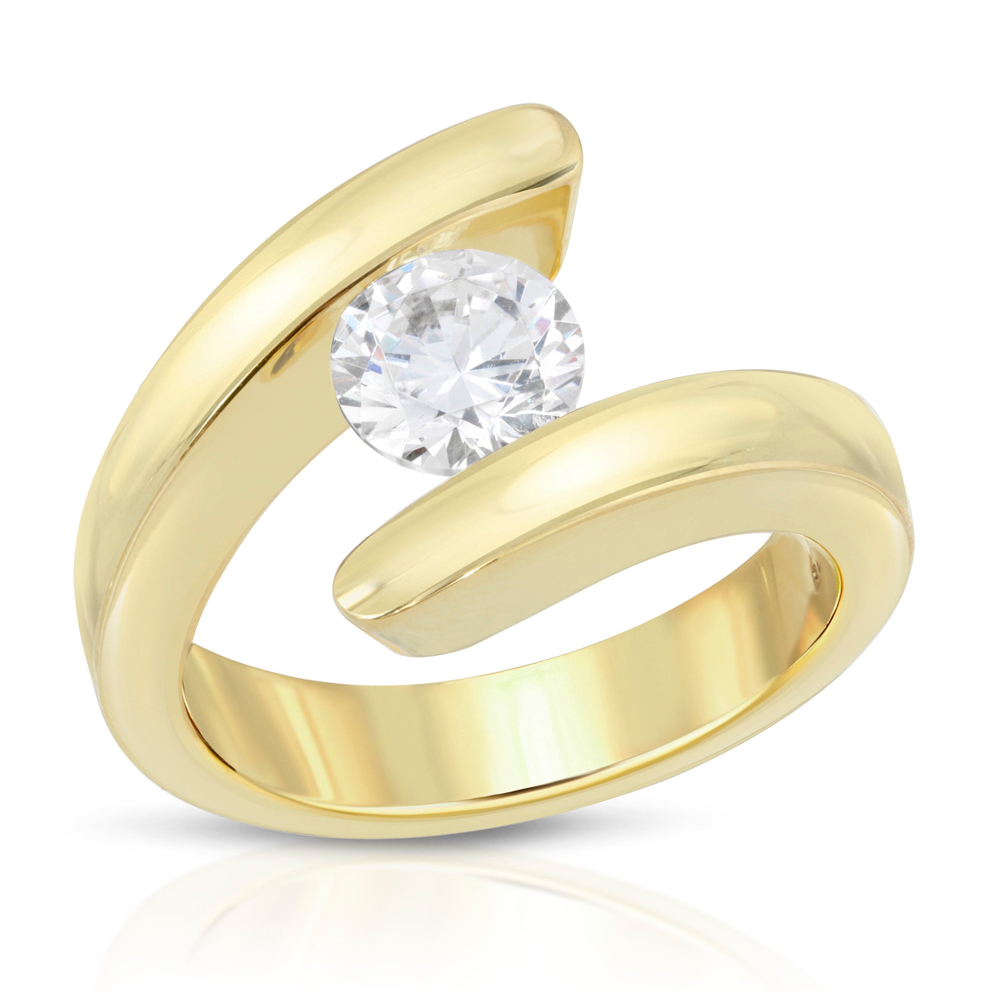 Stunning Modern Cathedral Solitaire Engagement Ring