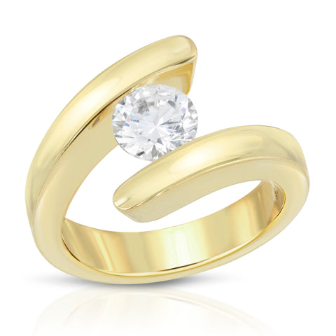 Angelika Modern Bypass Tension Set Engagement Ring in 14K, 18K or Platinum