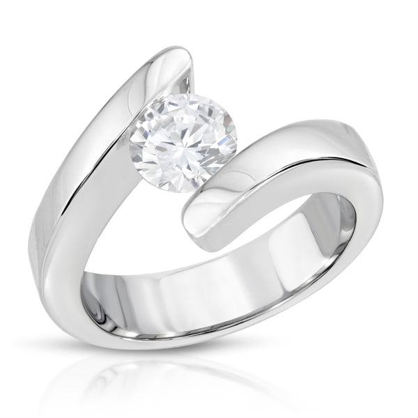 Johanna Modern Bypass Tension Set Engagement Ring in 14K, 18K or Platinum