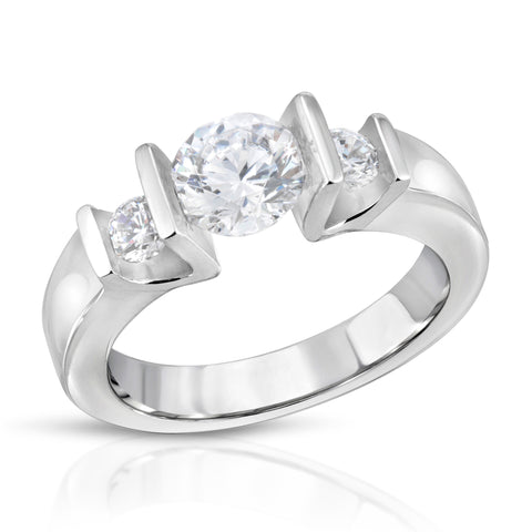 Mila Triple Tension Set Engagement Ring in 14K, 18K or Platinum