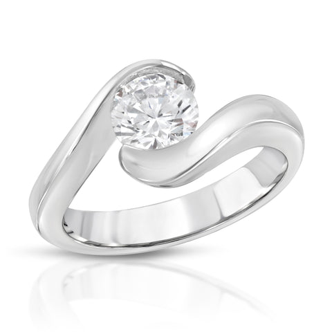 Dalila Sleek Bypass Tension Set Engagement Ring in 14K, 18K or Platinum