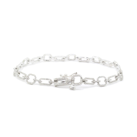 WOW! 1.70ct Diamond Tennis Bracelet Geometric Modern Links, 10K White Gold, 7in