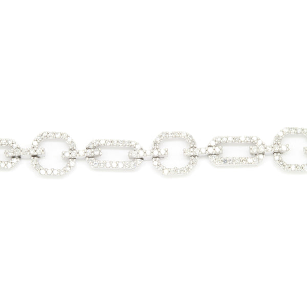 WOW! 1.70ct Diamond Tennis Bracelet Geometric Modern Links, 10K White Gold, 7in