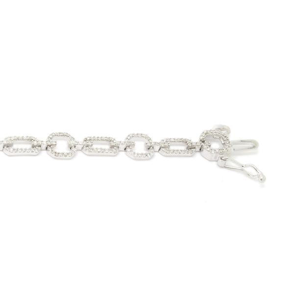 WOW! 1.70ct Diamond Tennis Bracelet Geometric Modern Links, 10K White Gold, 7in