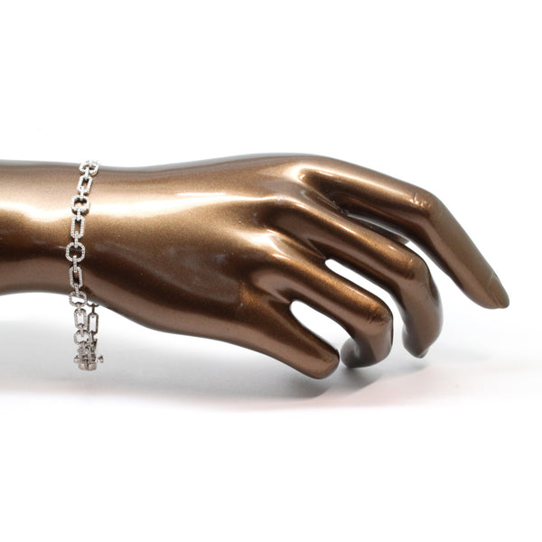 WOW! 1.70ct Diamond Tennis Bracelet Geometric Modern Links, 10K White Gold, 7in