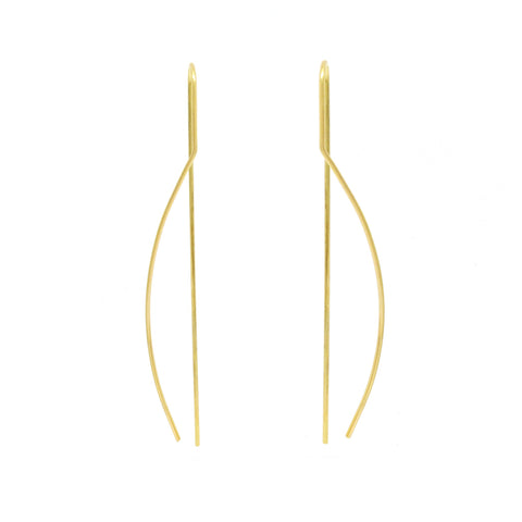 Curved Rod Threader Earrings, 18K Yellow Gold