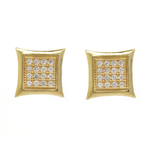 0.29cttw Diamond Grid Square Frame Stud Earrings 10k Yellow Gold