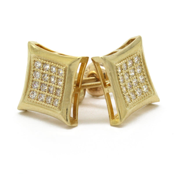 0.29cttw Diamond Grid Square Frame Stud Earrings 10k Yellow Gold