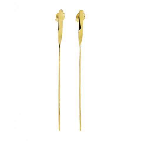 Linear Drop Bar Earrings 18K Yellow Gold