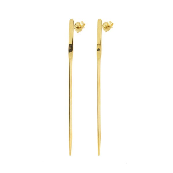 Linear Drop Bar Earrings 18K Yellow Gold