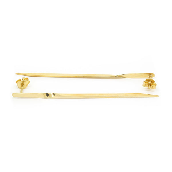 Linear Drop Bar Earrings 18K Yellow Gold