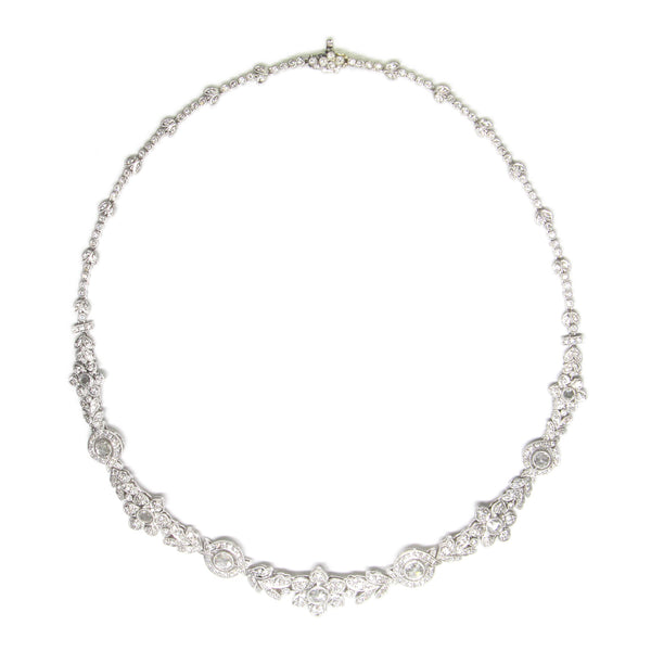 Huge Statement Piece! 6.48cts VS Diamond Necklace, Vintage Estate 18K White Gold