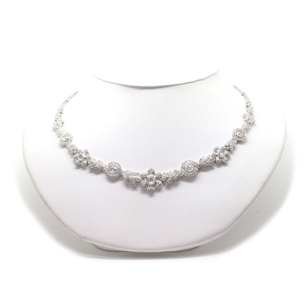 Huge Statement Piece! 6.48cts VS Diamond Necklace, Vintage Estate 18K White Gold