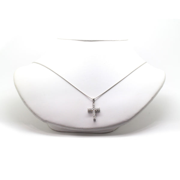 Blissful 0.77cts Diamond Cross Pendant Necklace VS1-VS2 14K White Gold, 20in L