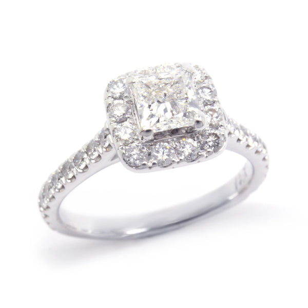 Neil Lane 2.24cttw Halo Diamond Engagement Ring, 1ct Princess Center Diamond 14K
