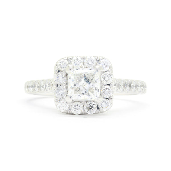 Neil Lane 2.24cttw Halo Diamond Engagement Ring, 1ct Princess Center Diamond 14K